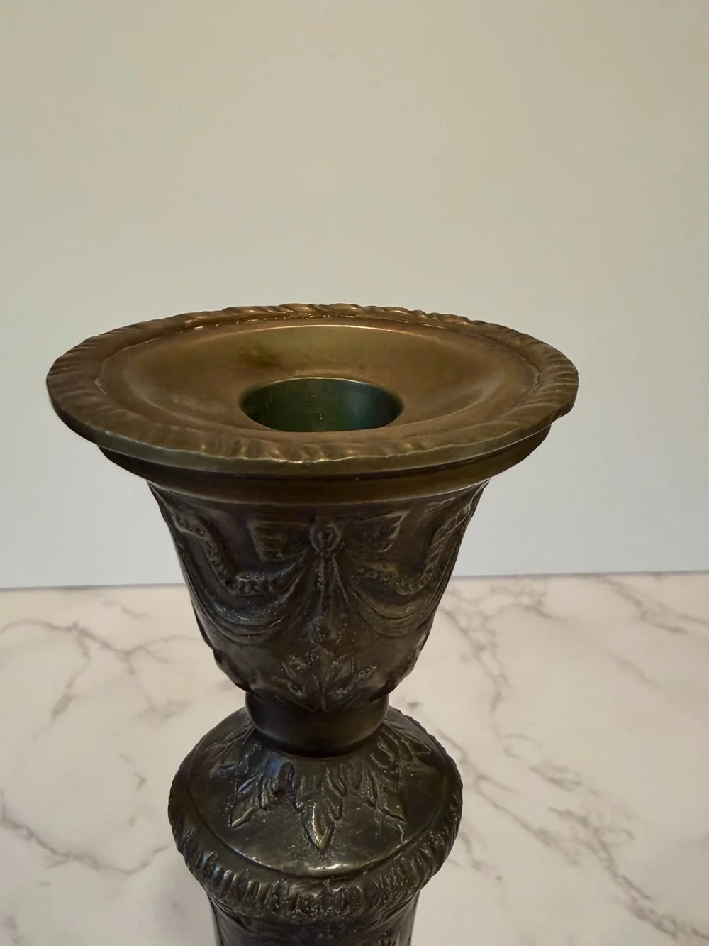 Vintage Brass Neoclassical Candlestick Candle Holder 10”